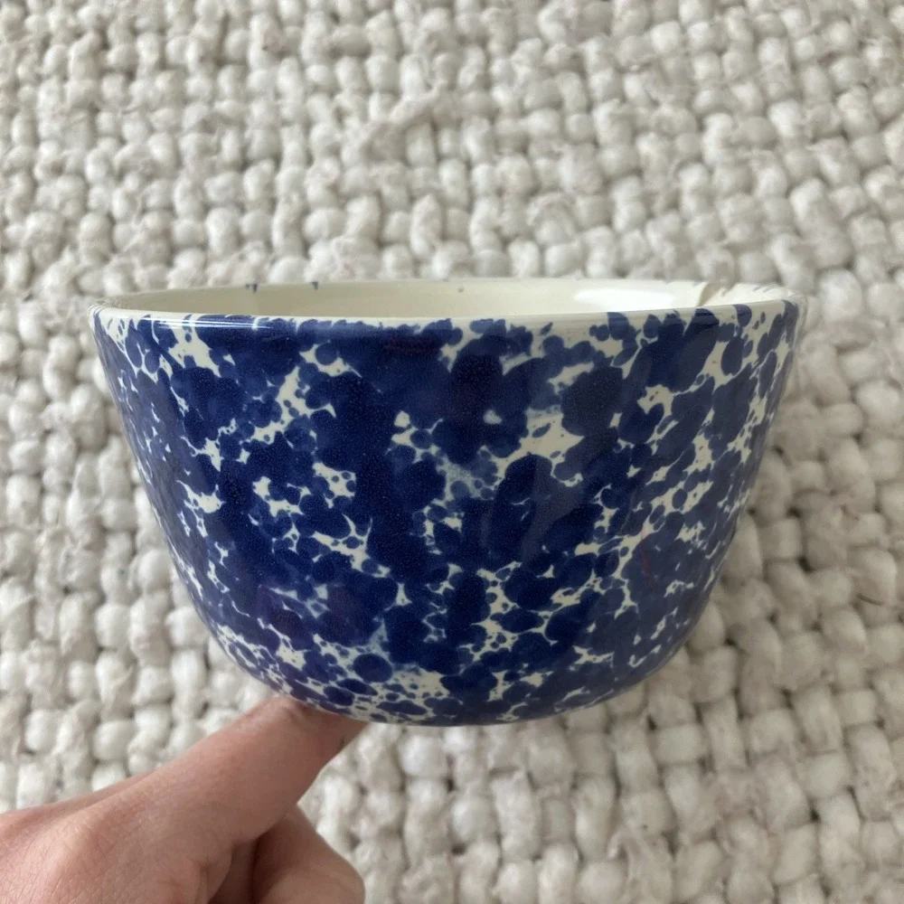 Pottery‎ Barn Sponge Ware Pottery Bowl Spatterware Farmhouse Chip